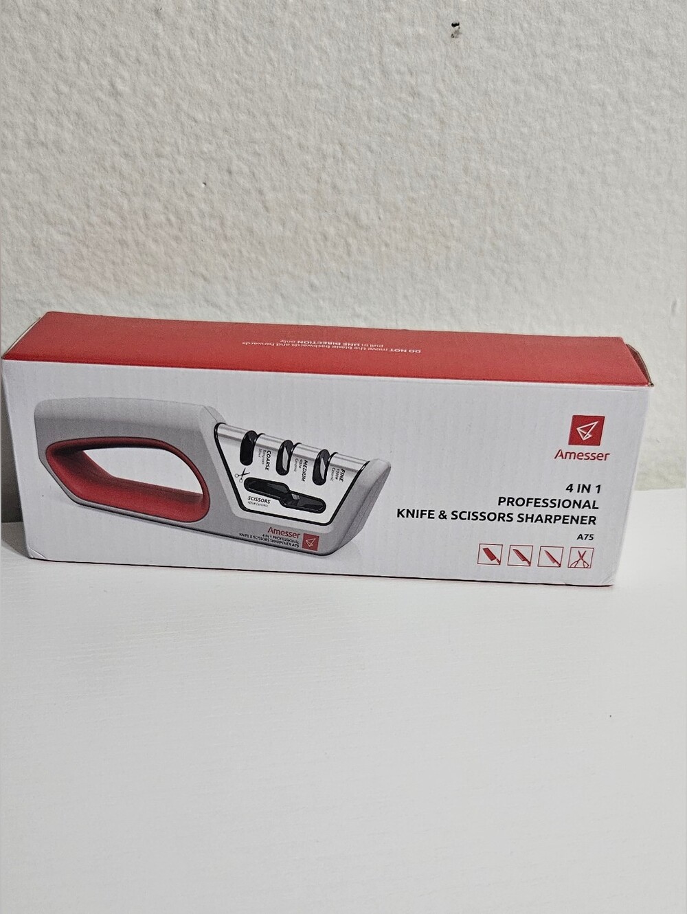 4-in-1 Professional Knife & Scissors Sharpener - Red/Gray
